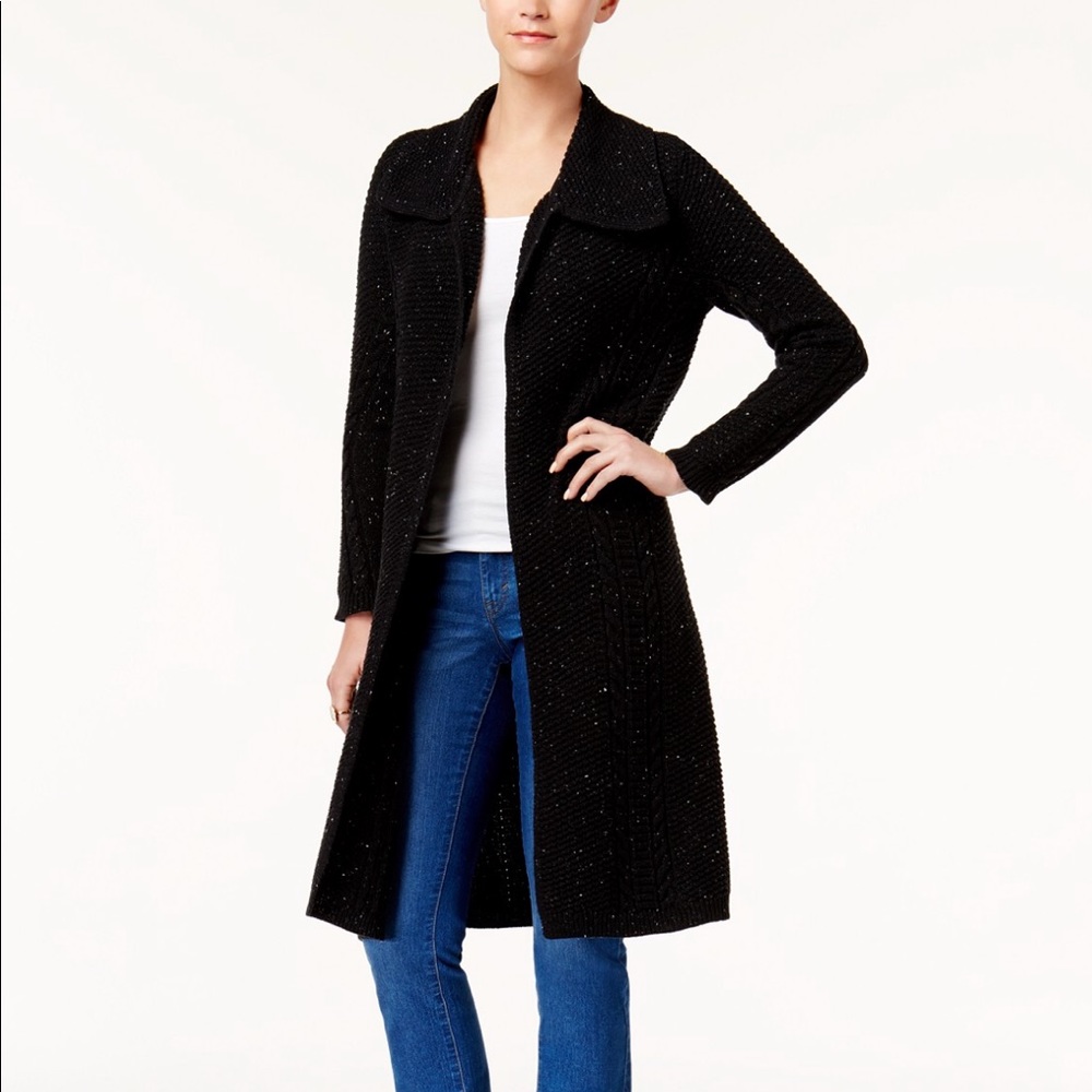 Knit duster cardigan ( deep black)